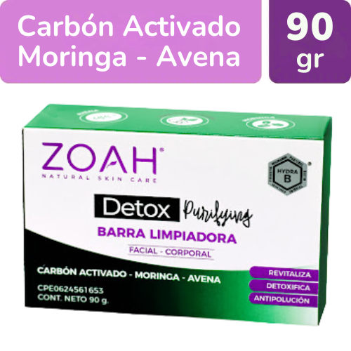 BARRA LIMPIADORA DETOX CARBON ACTIVADO AVENA 90GR (ZOAH)