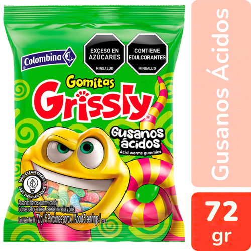 GOMITAS GRISSLY GUSANOS ACIDOS 80GR