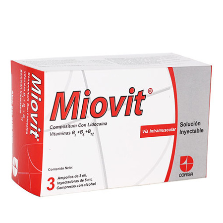 MIOVIT COMPLEJO B LIDOCAINA AMP I.M 3ML X 3