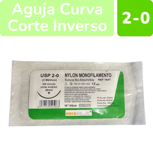 SUTURA NYLON 3-0 AGUJA CURVA 24MM 45CM X 1 UND