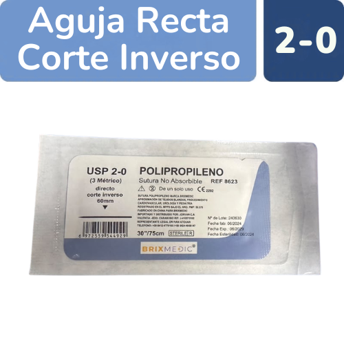 SUTURA PROLENE 2-0 AGUJA RECTA 60MM 75CM X 1 UND
