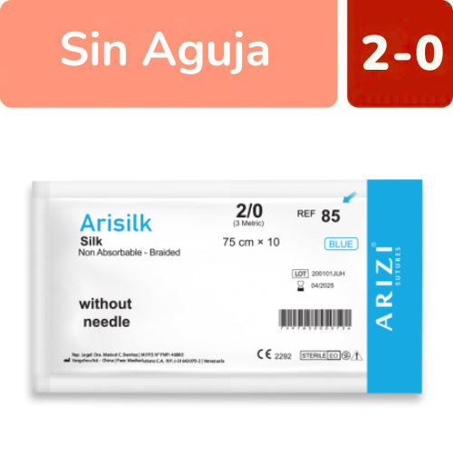 SUTURA SEDA 2-0 TRENZADA SIN AGUJA 75CM X 1 UND
