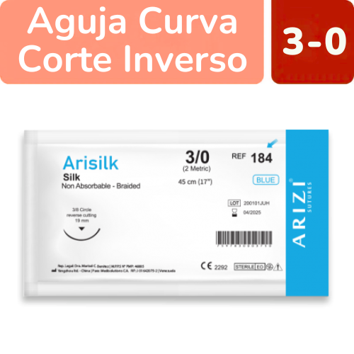 SUTURA SEDA 3-0 AGUJA CURVA 19MM 45CM X 1 UND