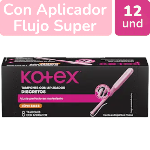 TAMPONES KOTEX FLUJO SUPER CON APLICADOR X 8