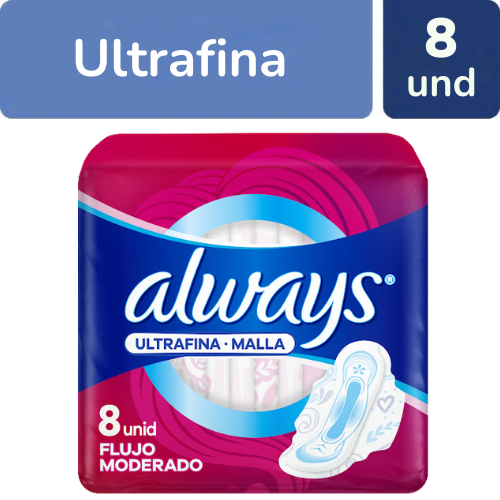 TOALLAS SANITARIAS ALWAYS ULTRAFINA X 8 UND