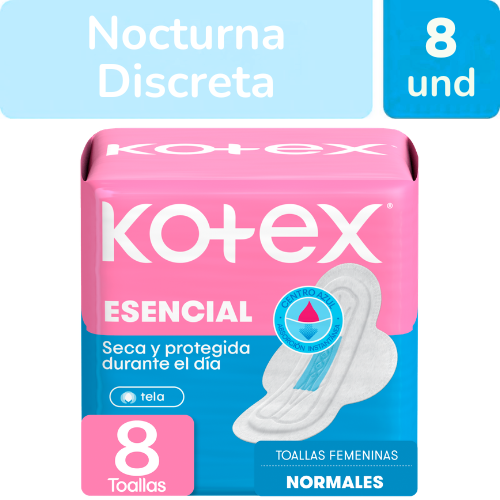 TOALLAS SANITARIAS KOTEX ESENCIAL X 8 UND