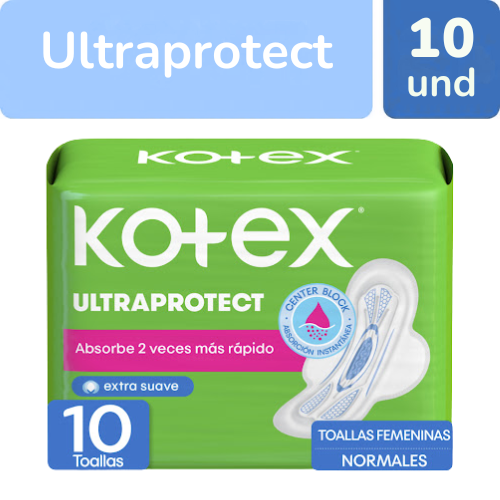 TOALLAS SANITARIAS KOTEX ULTRAPROTECT X 10 UND