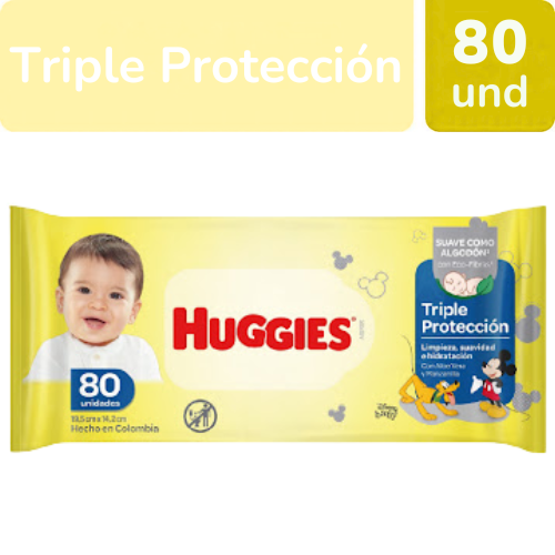 TOALLITAS HUMEDAS HUGGIES TRIPLE PROTECCION X 80 UND