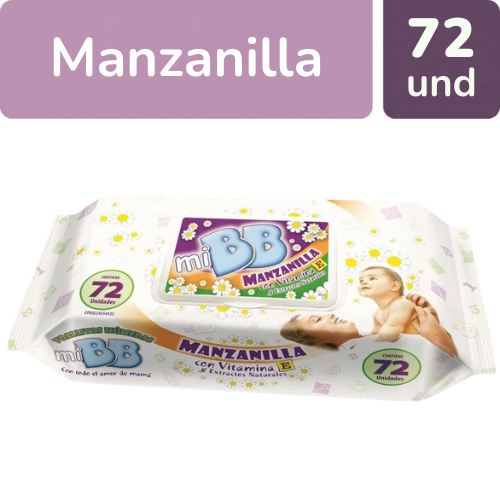 TOALLITAS HUMEDAS MI BB MANZANILLA X 72 UND