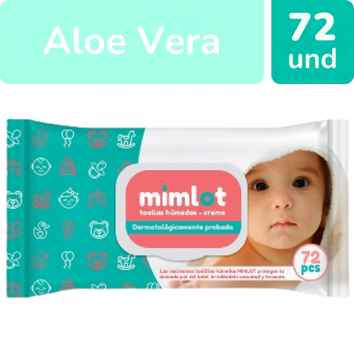 TOALLITAS HUMEDAS MIMLOT ALOE VERA X 72 UND