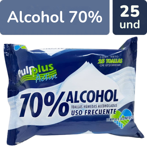 TOALLITAS HUMEDAS PULPLUS ALCOHOL X 25 UND