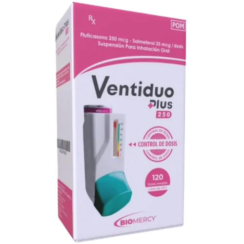 VENTIDUO PLUS SALMETEROL FLUTICASONA 25-250MCG INH 120 DOSIS