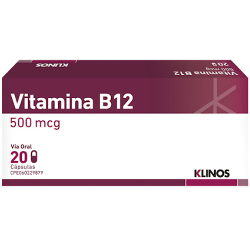 VITAMINA B12 500MCG CAP X 20 (KLINOS)