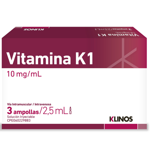 VITAMINA K1 FITOMENADIONA 10MG AMP I.M-I.V X 3 (KLINOS)