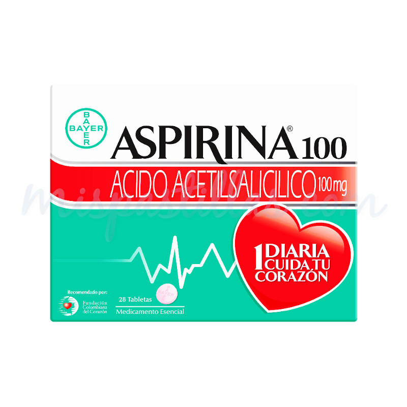 ASPIRINA ACIDO ACETILSALICILICO 100MG TAB X 28