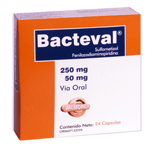 BACTEVAL SULFAMETIZOL FENAZOPIRIDINA 250-50MG CAP X 24