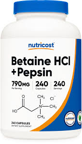 BETAINE HCL PEPSIN CAP X 240 NUTRICOST