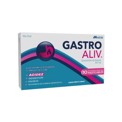 GASTRO ALIV BISMUTOL 262MG TAB MASTICABLES X 10