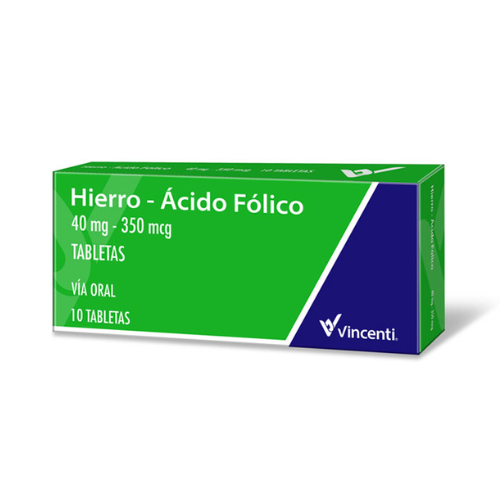 HIERRO ACIDO FOLICO 40-350MCG TAB X 10 (VINCENTI)