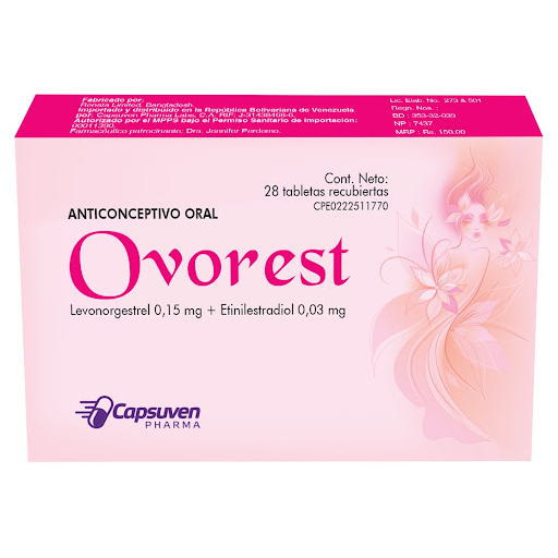 OVOREST LEVONORGESTREL ETINILESTRADIOL 0.15-0.03MG TAB X 28