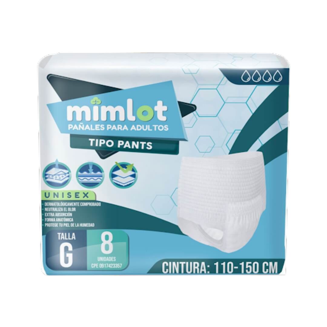 PAÑAL ADULTO TIPO PANTS TALLA G X 8 UND (MIMLOT)
