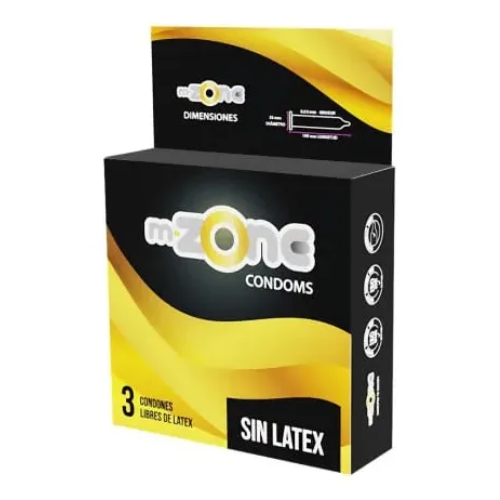PRESERVATIVOS MZONE LIBRE DE LATEX 55MM X 3 UND