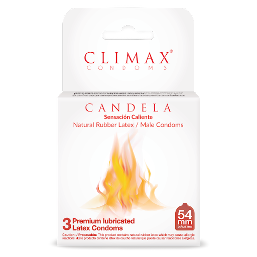 PRESERVATIVOS CLIMAX CANDELA LATEX 54MM X 3 UND