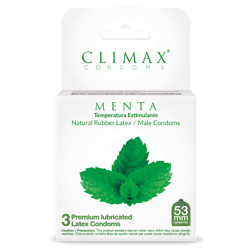 PRESERVATIVOS CLIMAX MENTA LATEX 53MM X 3 UND
