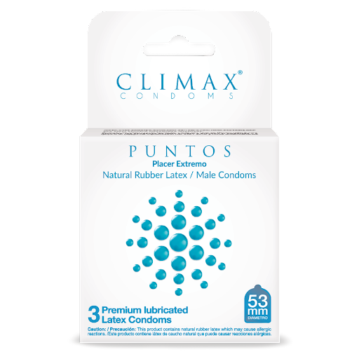 PRESERVATIVOS CLIMAX PUNTOS LATEX 53MM X 3 UND