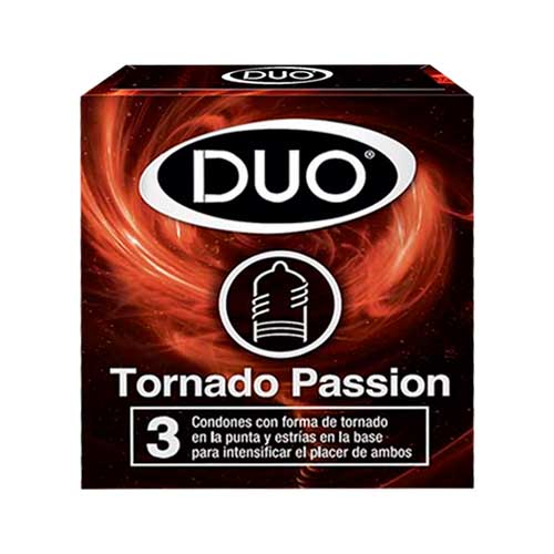 PRESERVATIVOS DUO TORNADO PASSION 52MM X 3 UND