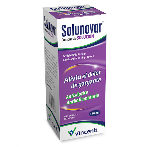 SOLUNOVAR COMPUESTO CETILPIRIDINO BENCIDAMINA SOL 120ML