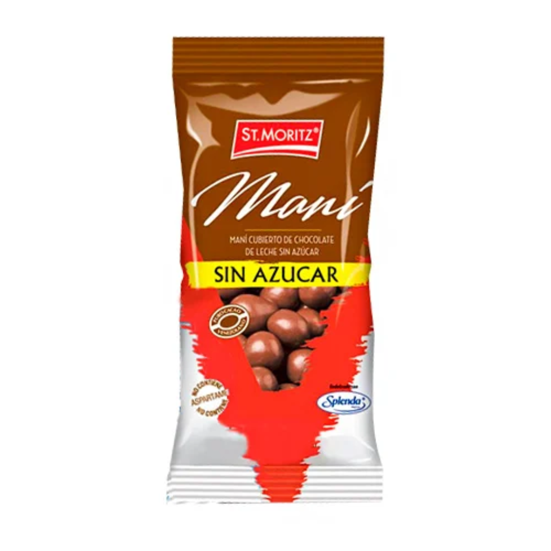 MANI CON CHOCOLATE SIN AZUCAR 40GR (ST MORITZ)